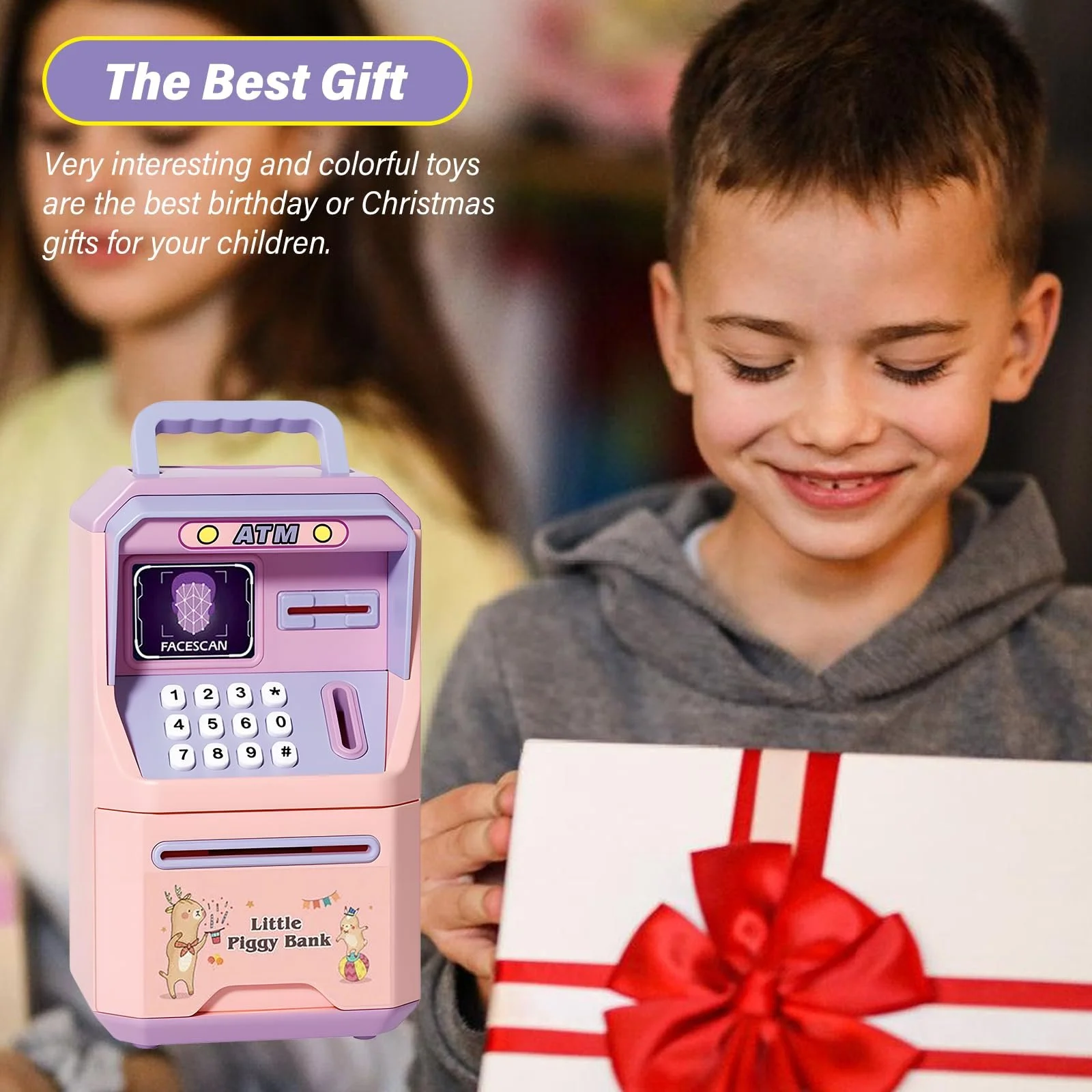 Скарбничка електронна банкомат із розпізнаванням обличчя та відбитком пальця 3-12 років, фото №6