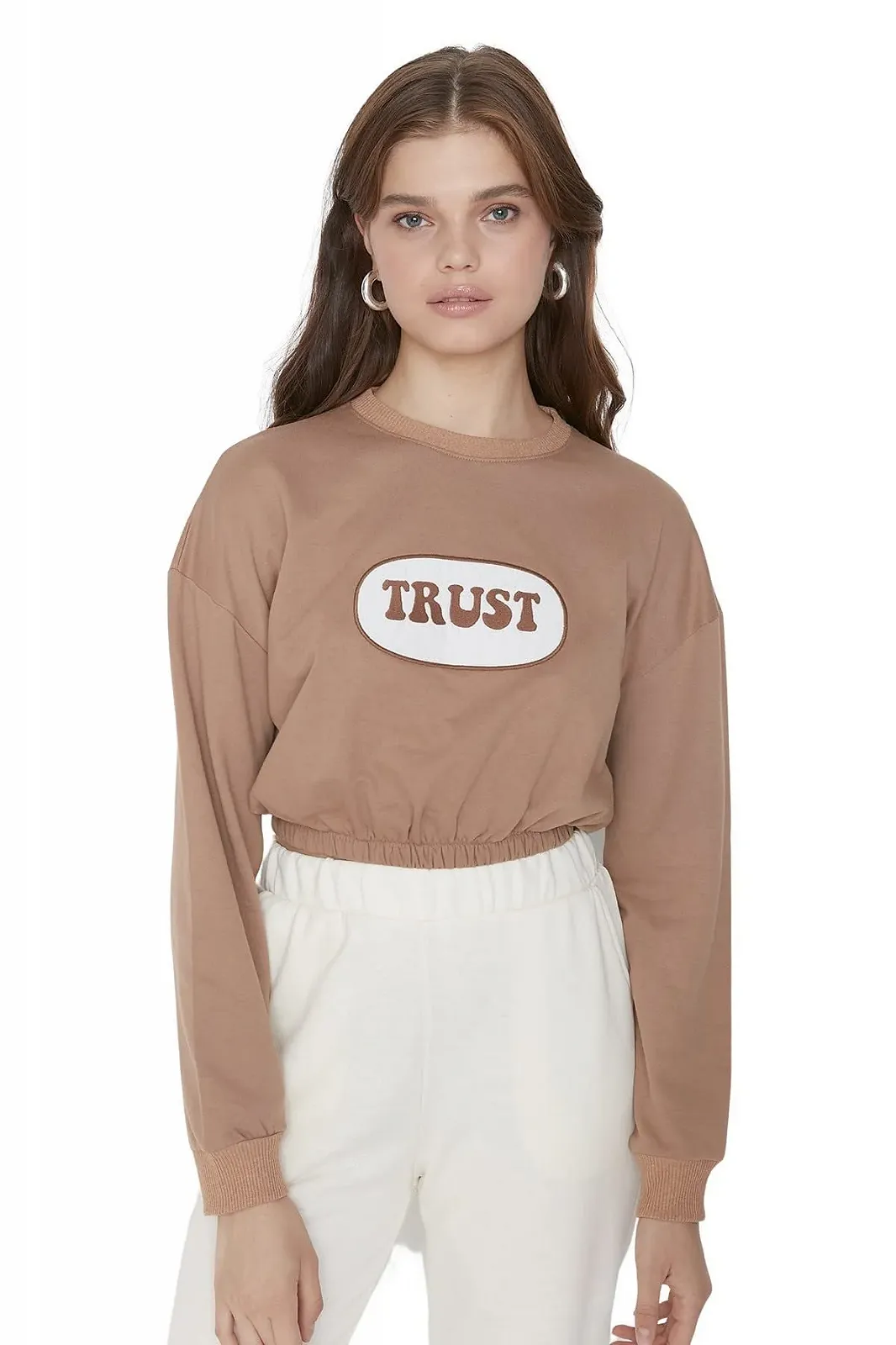 Женский свитшот Trendyol с круглым вырезом и надписью, фото №6