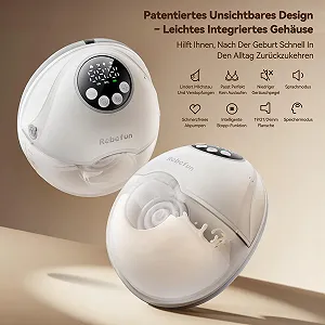 Молоковідсмоктувач Robofun електричний, вільні руки, подвійний, 4 режими, 12 рівнів всмоктування, функція захисту від переповнення, з коробкою для зберігання, 2 шт synthetic.ua - Фото 1