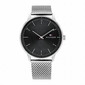 Мужские аналоговые кварцевые часы Tommy Hilfiger 1791842, серебристый цвет, браслет из нержавеющей стали с сетчатым звеном - Фото 1