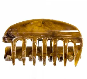 Заколка для волос Tort большая с закрытыми сторонами 10 см, цвет рога - Фото 1