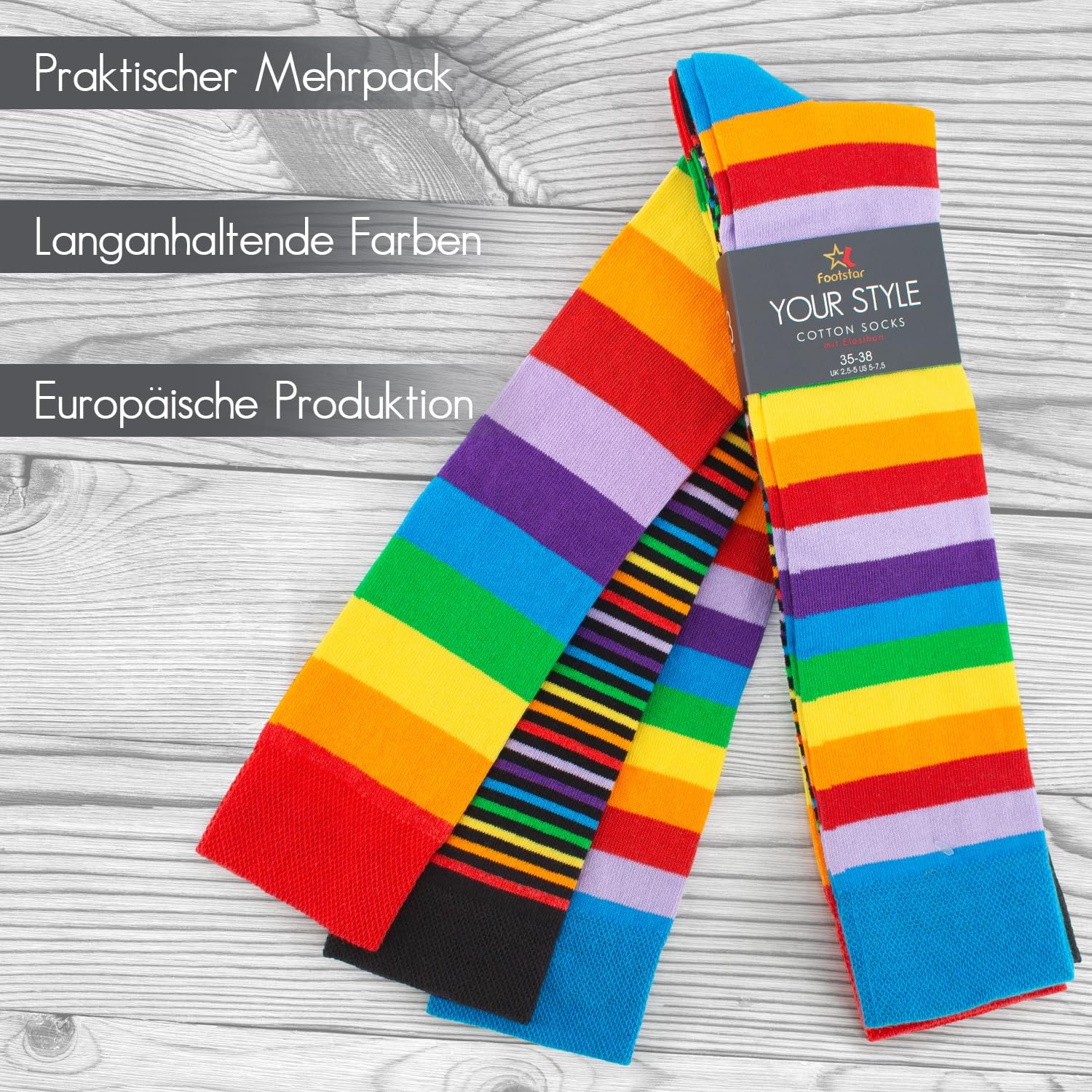 Носки Footstar Полосатые до колена 6 пар, фото №3