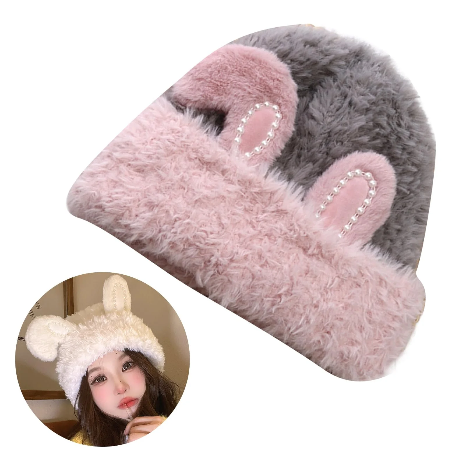 Шапка-бини Ldabrye Y2k с приспущенным верхом для подростков, эластичная, с бусинами, защита ушей кролика, зимняя, для взрослых, для катания на лыжах и велоспорта, фото №2 Шапка-бини Ldabrye Y2k с приспущенным верхом для подростков, эластичная, с бусинами, защита ушей кролика, зимняя, для взрослых, для катания на лыжах и велоспорта, фото №2