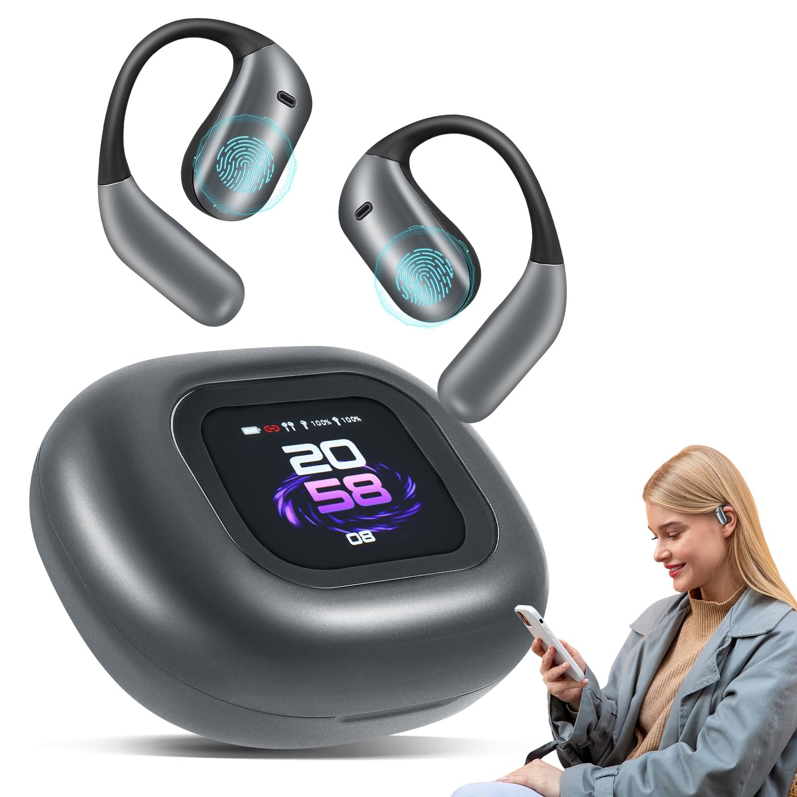 Навушники-перекладачі AI з перекладом в реальному часі РК-дисплей Bluetooth 5.4, фото №1 Навушники-перекладачі AI з перекладом в реальному часі РК-дисплей Bluetooth 5.4, фото №1