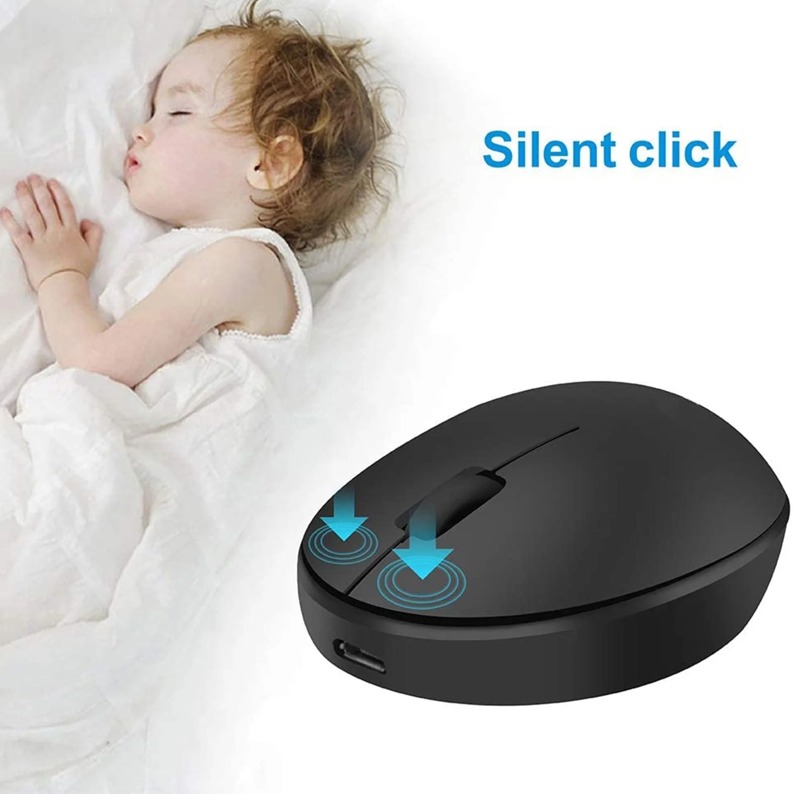 Миша Uiosmuph Mini Small Wireless Rechargeable 1000 DPI Чорний, фото №5