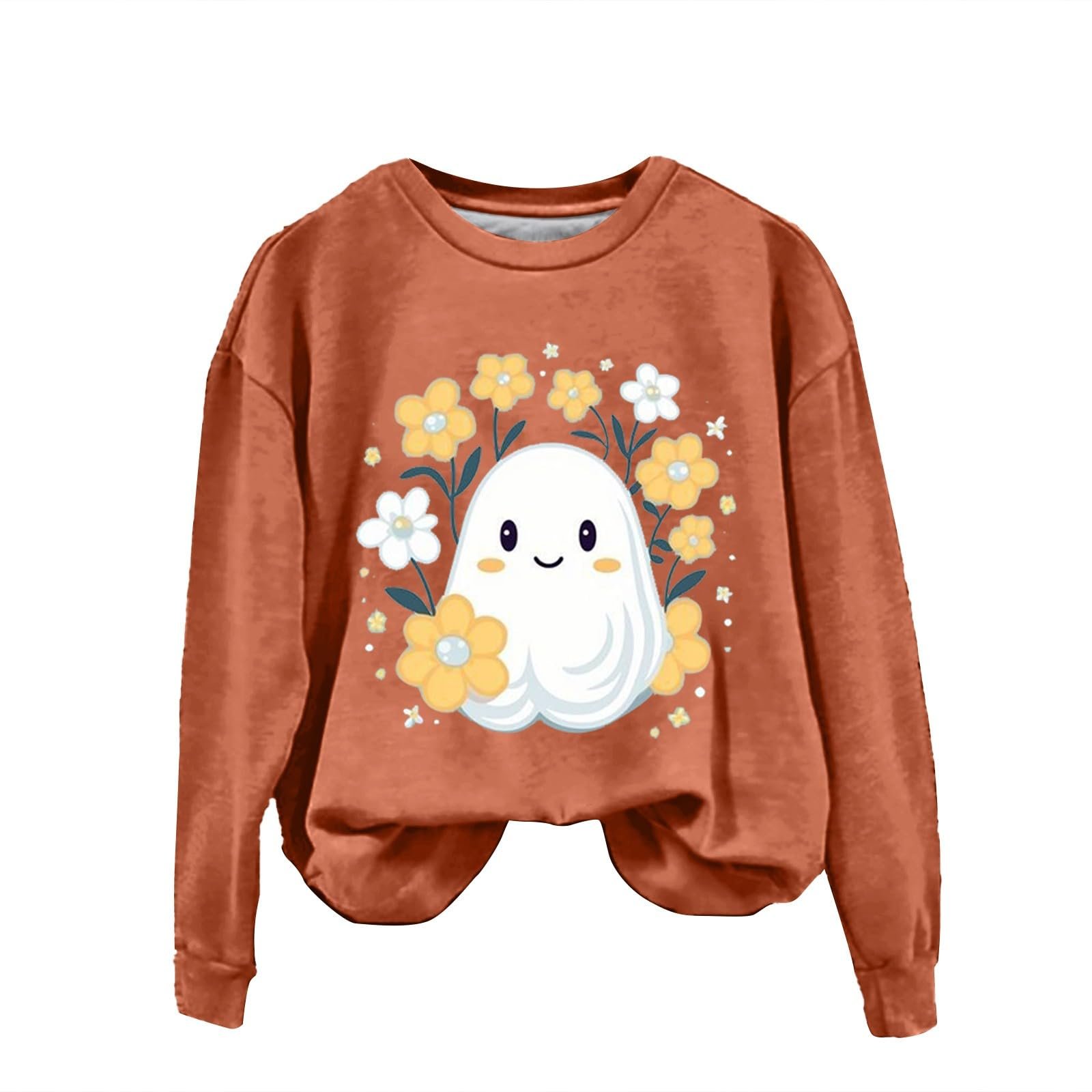 Костюм на Хэллоуин Женский Свитшот Милый призрак Длинный рукав Пуловер Футболка Тыква Ужасы Хэллоуин Наряды, фото №2 Костюм на Хэллоуин Женский Свитшот Милый призрак Длинный рукав Пуловер Футболка Тыква Ужасы Хэллоуин Наряды, фото №2