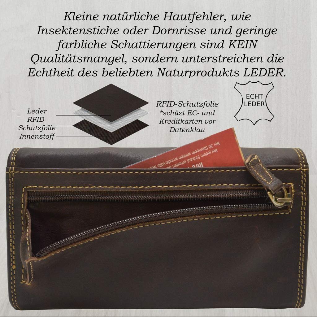Гаманець Жіночий Шкіряний Flevado Vintage з захистом RFID, з орнаментом орла, коричневий, шкіра буйвола, фото №3