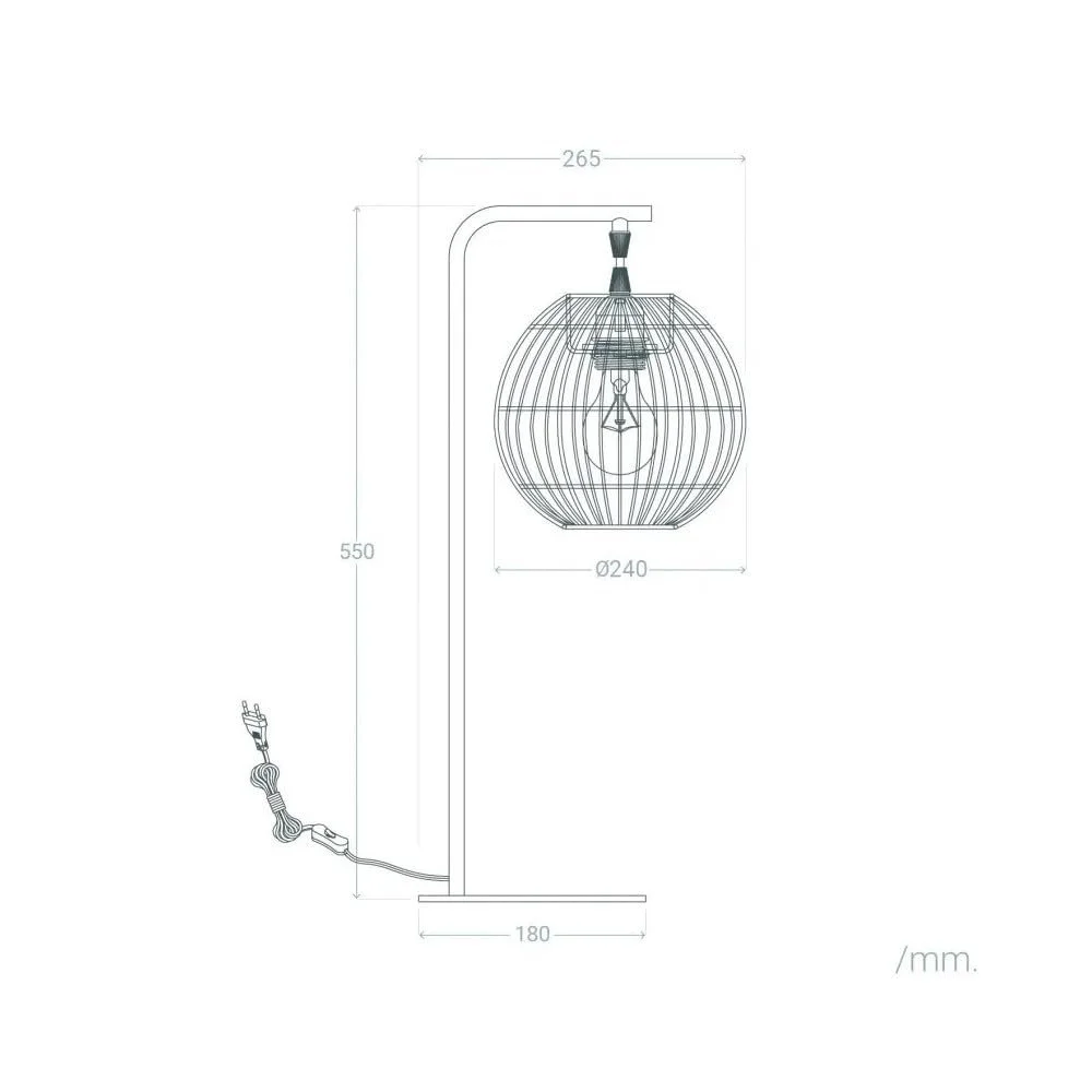 Настільна лампа Granada ротангова зі сталевою основою чорна E27 IP20, фото №8