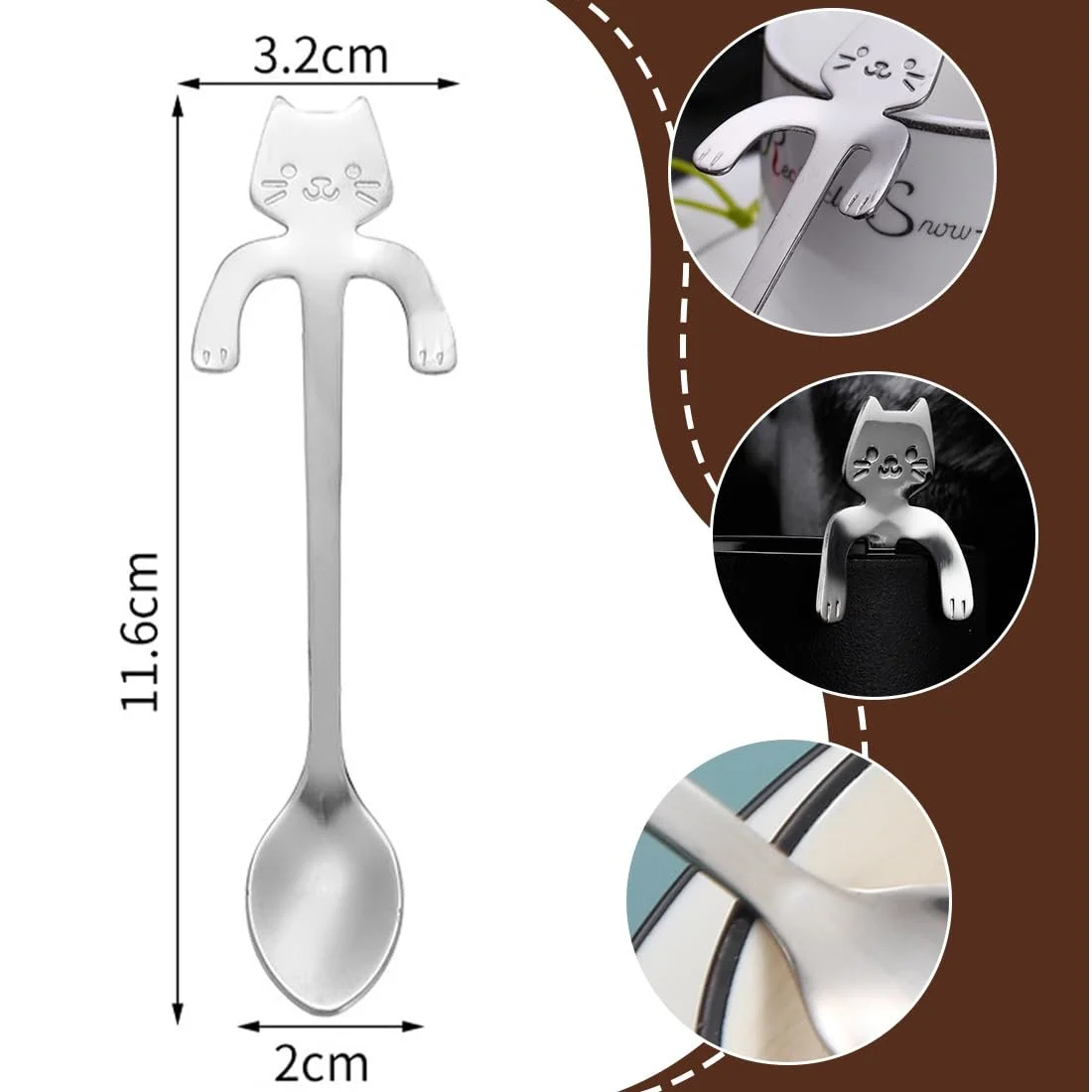 Ложка Кавова Котяча, набір 2 шт. Нержавіюча сталь, фото №2