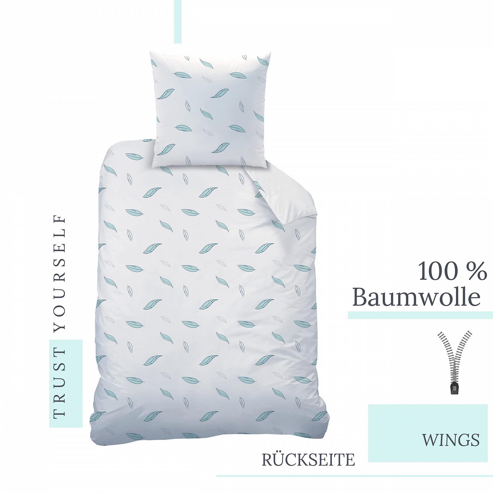 Постільна білизна MTOnlinehandel 135 x 200 см, бавовна, Angel Wings, підліткова, наволочка 80 x 80 см + підковдра 135 x 200 см, фото №3
