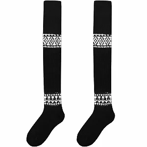 Носки выше колена 84 см, женские, черные, вязаные, гетры выше колена, длинные полосатые чулки до бедра, ретро гетры - Фото 1