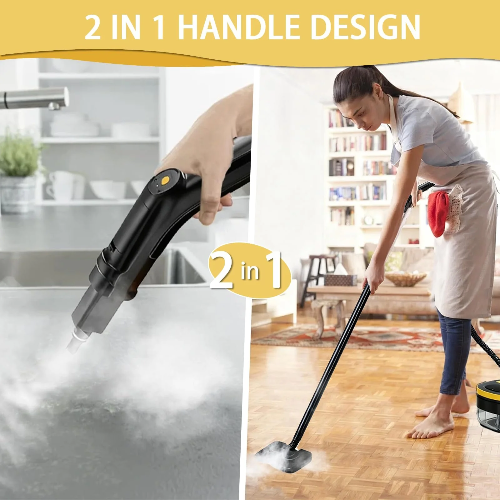 Пароочисник 2500 W ручний з 17 аксесуарами 1.6 L 4 bar Портативний, фото №5