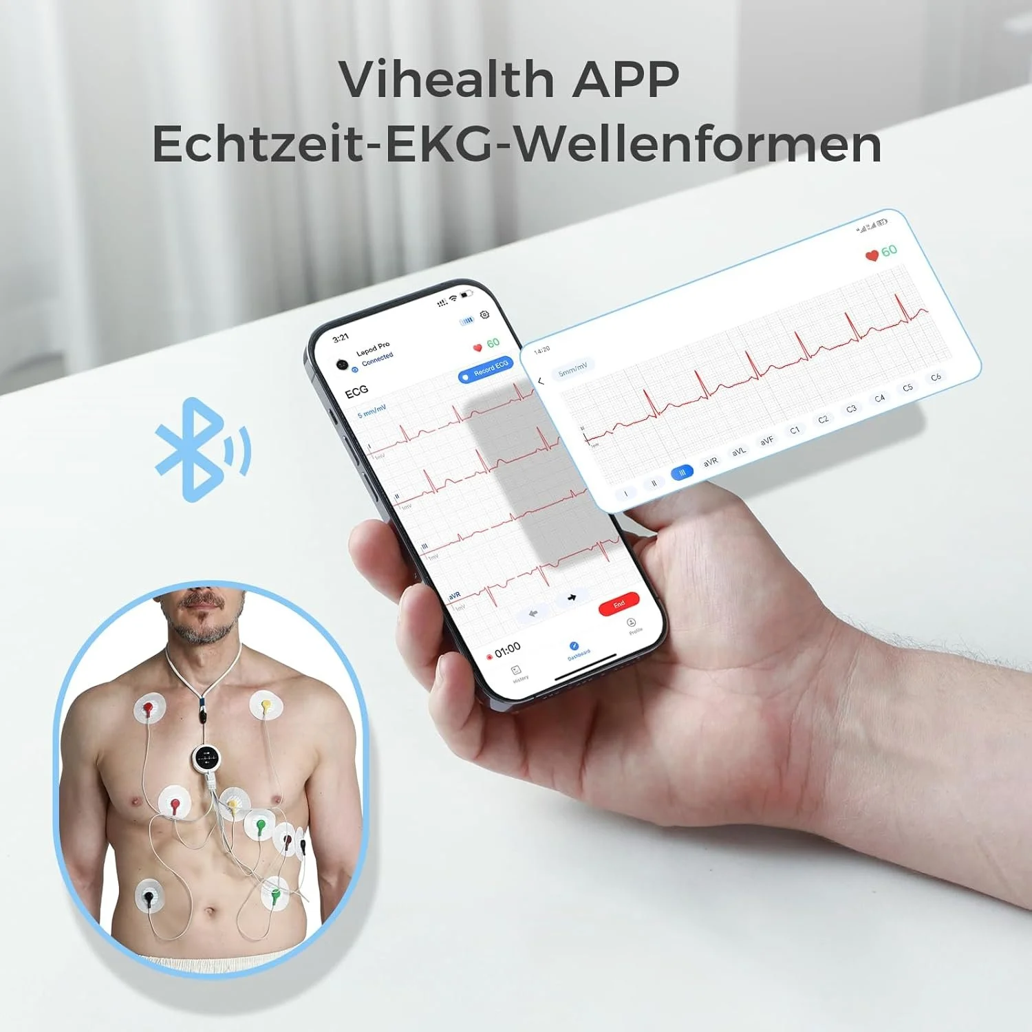 Электрокардиограф Wellue LP12 Черный, фото №2