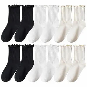 Шкарпетки з рюшами Жіночі Комфортні Дихаючі В'язані - 6 пар - Фото 1