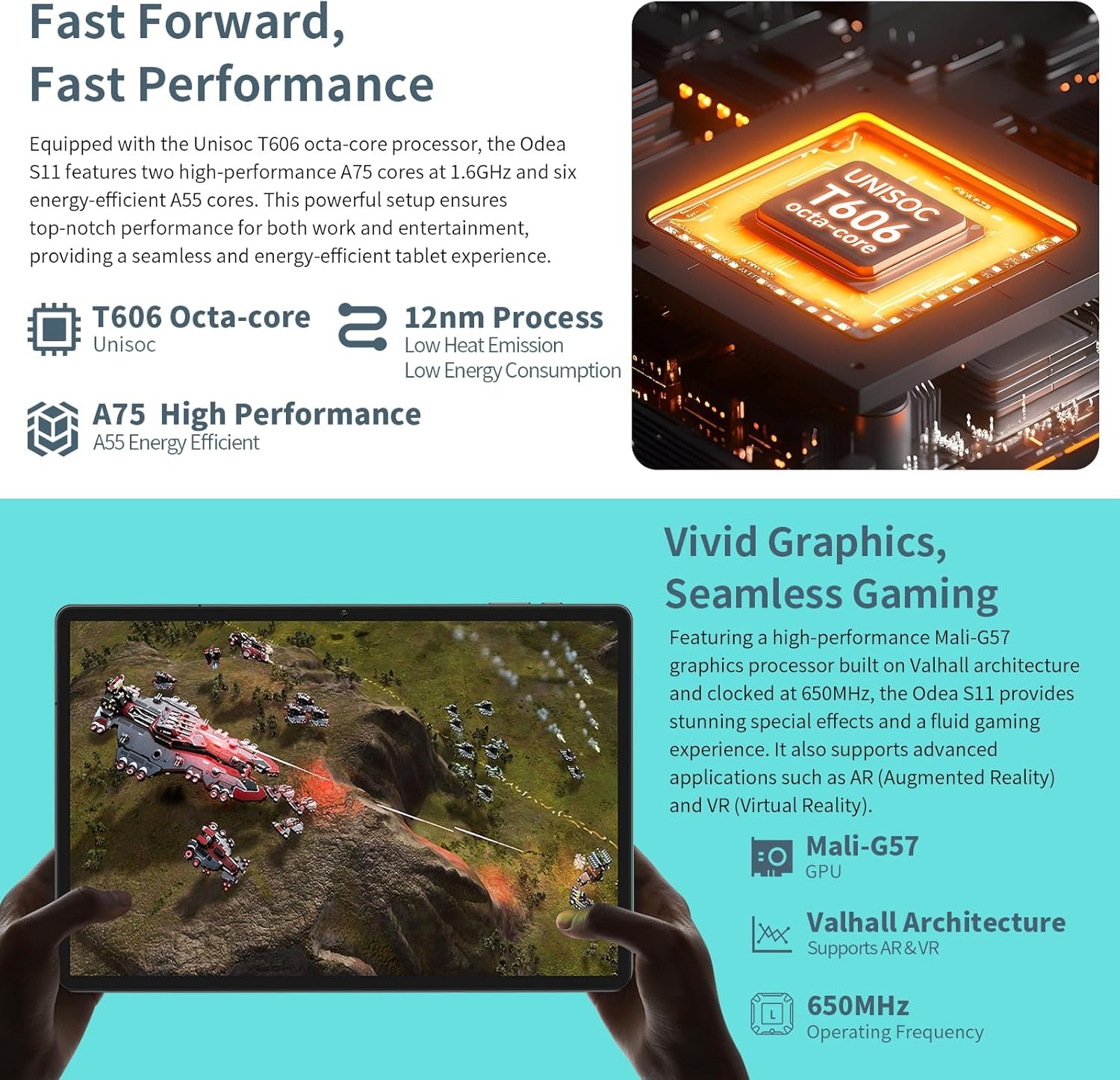 Планшет 11" Full HD ODEA S11 6+10/256Gb 4G 2-SIM 8 ядер Android 14 8000 mAh Сірий, фото №4 Планшет 11" Full HD ODEA S11 6+10/256Gb 4G 2-SIM 8 ядер Android 14 8000 mAh Сірий, фото №4