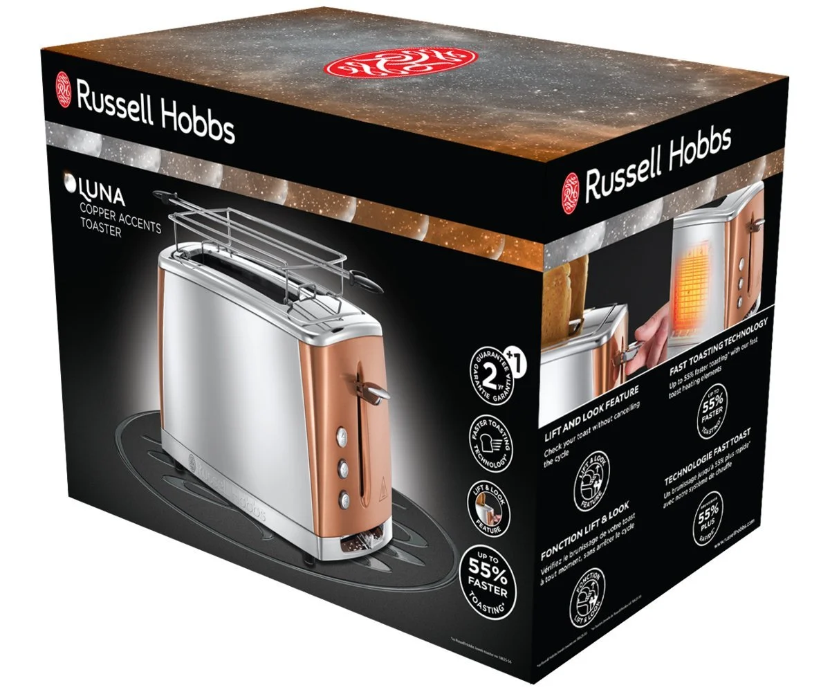 Тостер Russell Hobbs Luna Copper Accents, Digital Glass Coffee Maker, Shower Head Technology, Programmable Timer, фото №2