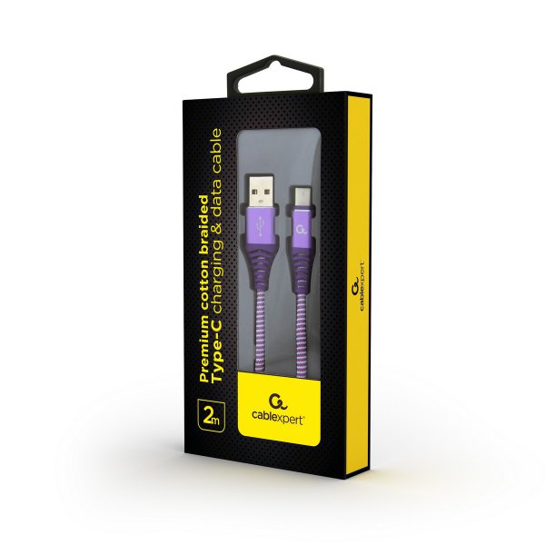 Кабель Cablexpert CC-USB2B-AMCM-2M-PW, USB 2.0 A-тато/Type-C тато 2,0 м, фото №2