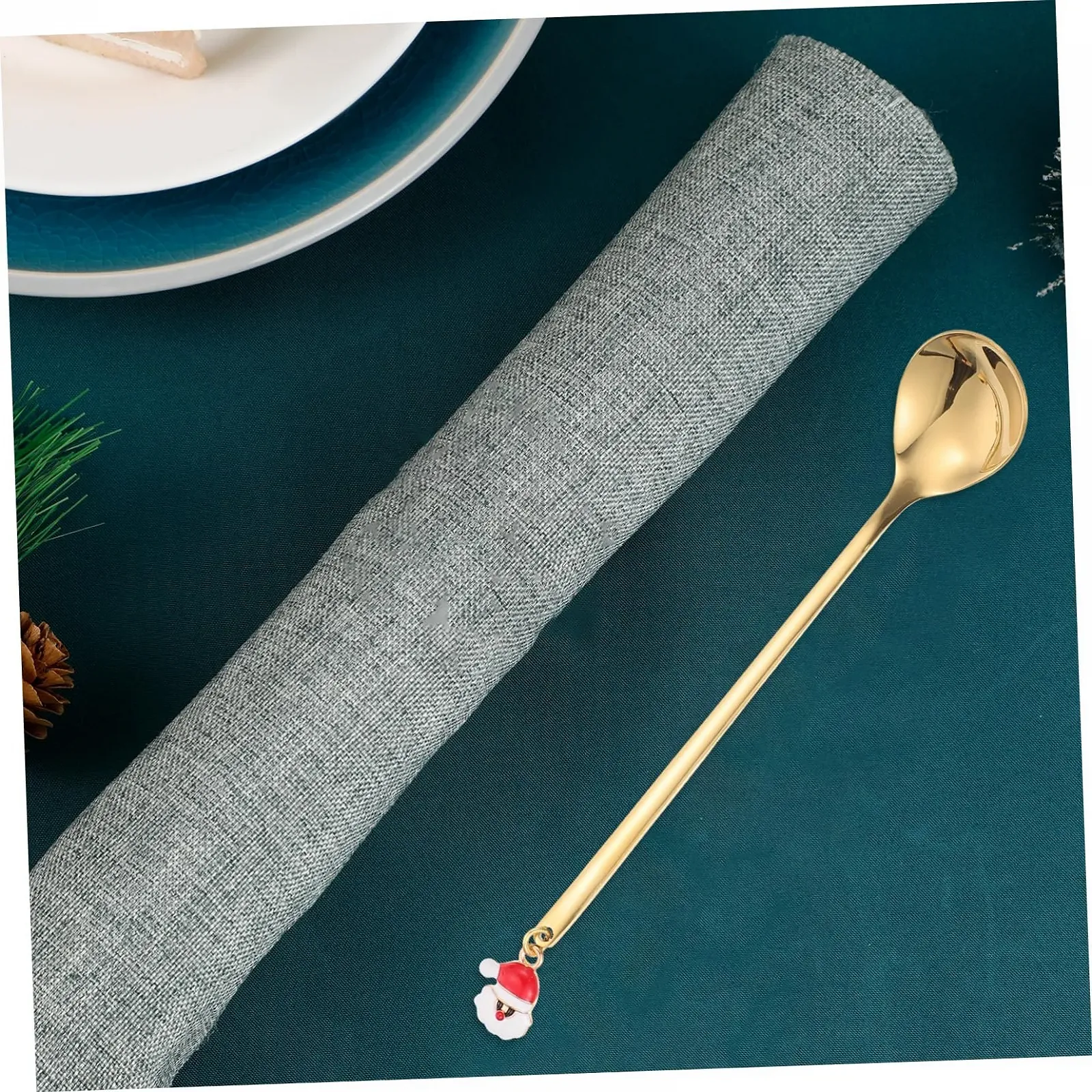 Ложка HEMOTON 4 шт. з нержавіючої сталі для десертів, різдвяна, фото №2