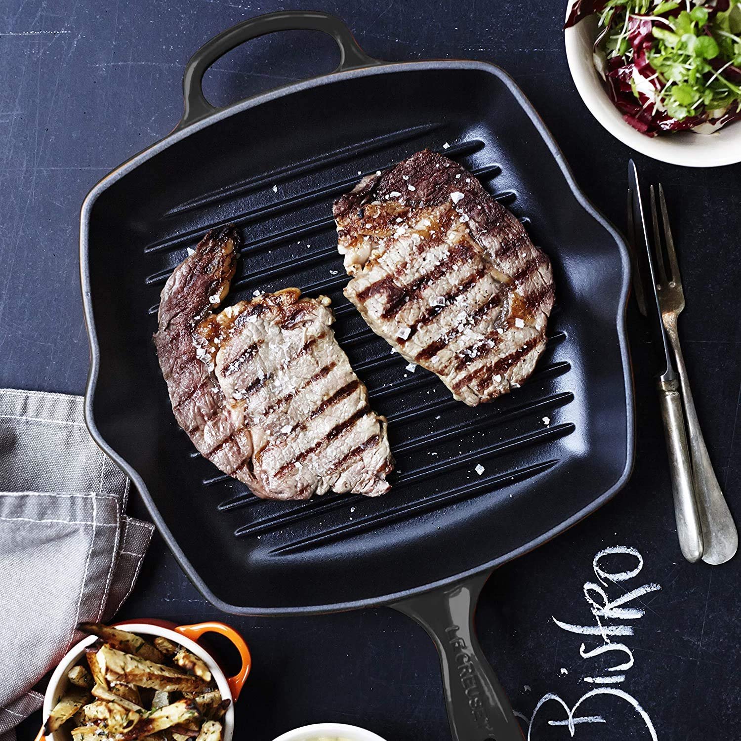 Гриль-сковорода Le Creuset Signature квадратна, чавунна 26 см чорний, фото №2