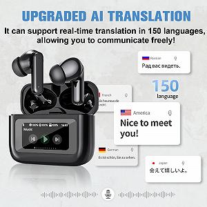 Беспроводные Bluetooth AI наушники для перевода в реальном времени Поддержка 150 языков AI наушники ANC Шумоподавление с сенсорным экраном для iPhone Android Работа Бизнес Путешествия цена на synthetic.ua - Фото 1 Беспроводные Bluetooth AI наушники для перевода в реальном времени Поддержка 150 языков AI наушники ANC Шумоподавление с сенсорным экраном для iPhone Android Работа Бизнес Путешествия synthetic.ua - Фото 1