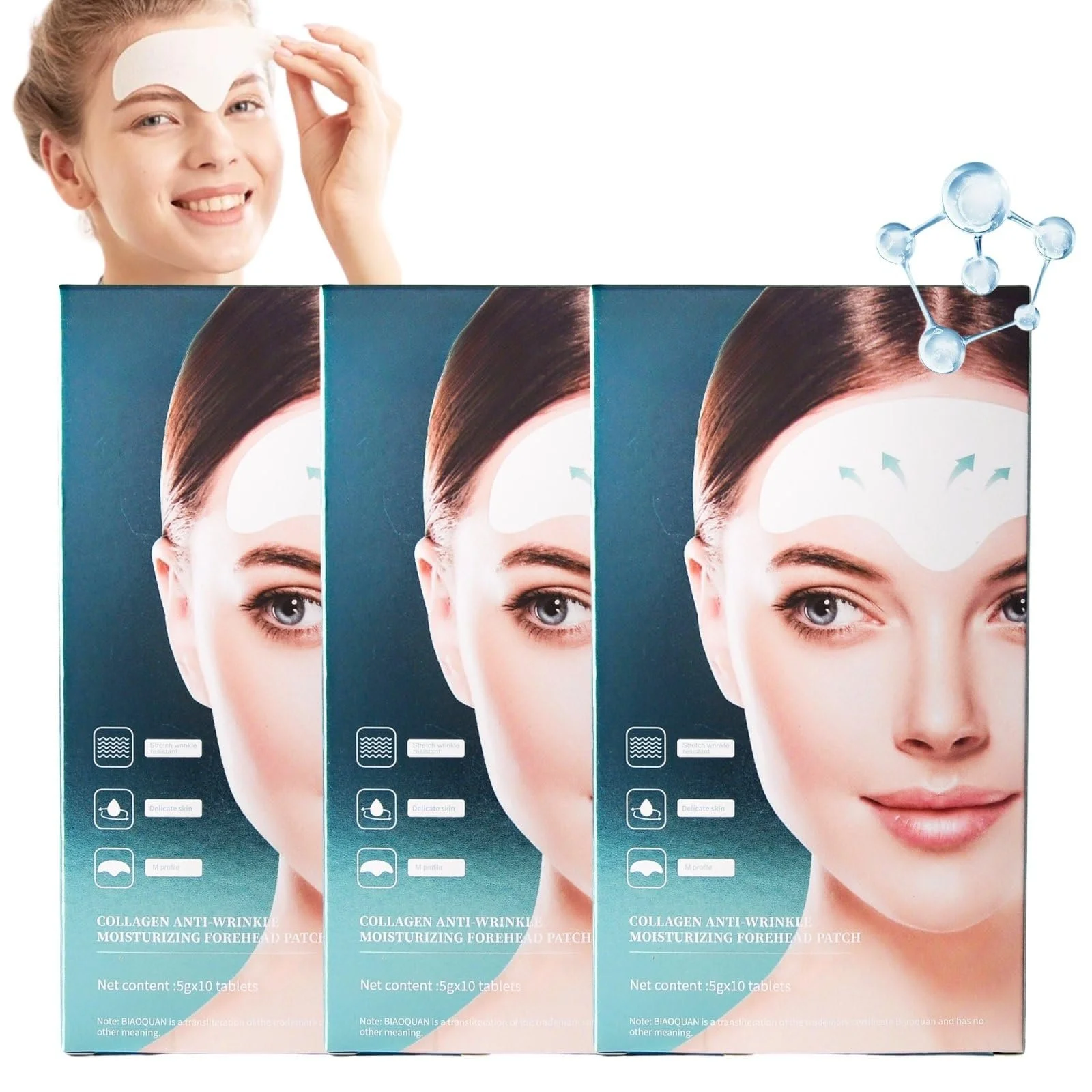 Пластирі від зморшок на лобі, 30 шт, Hydrogel Face Tape Lifting Face, колагенові антизморшкові пластирі, фото №1