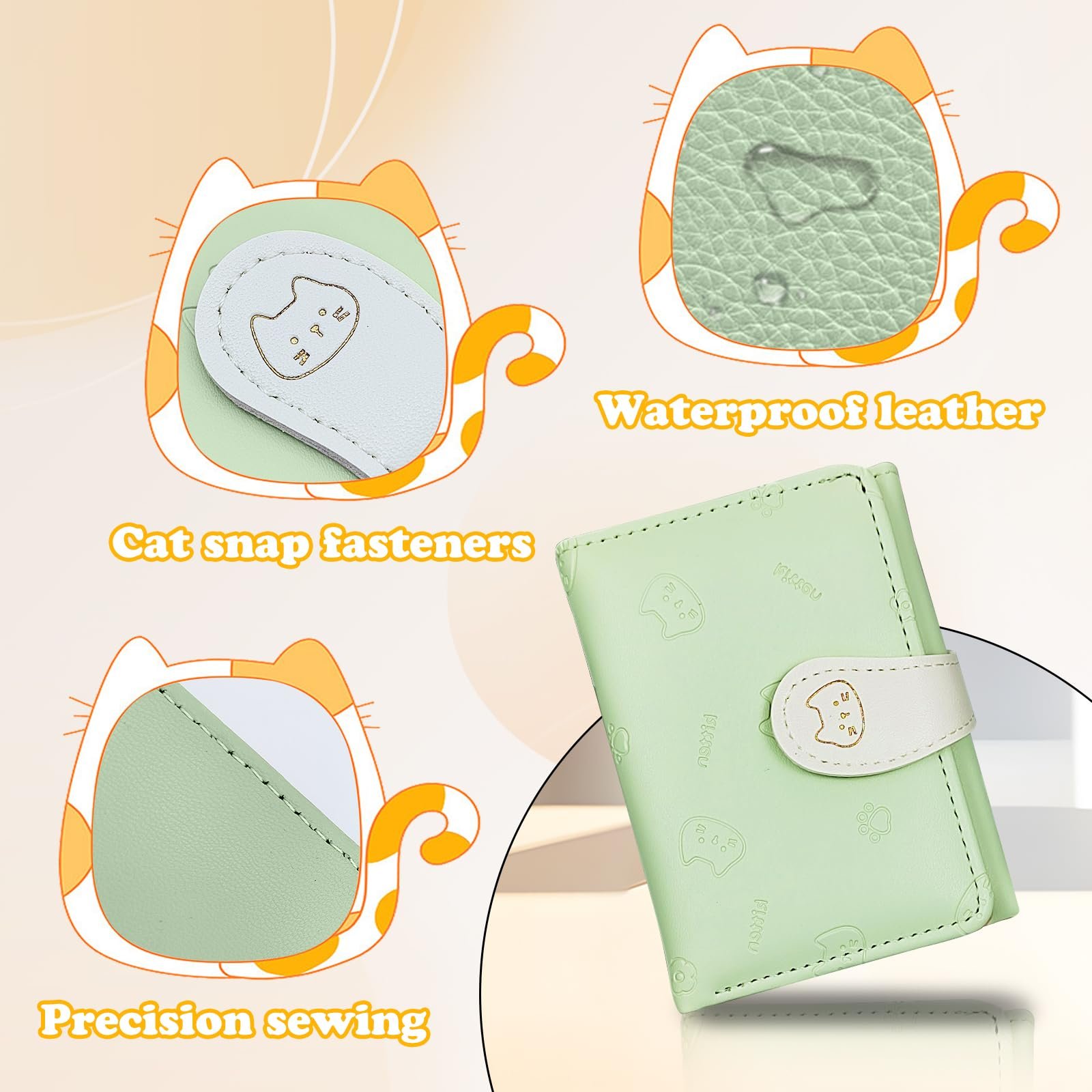 Кошелек AfitLulu Женский Маленький C Сердцем Окошком для ID Кожаный Tройной Мультяшный Принт 7 Отделений для карт розовый Modern, фото №3