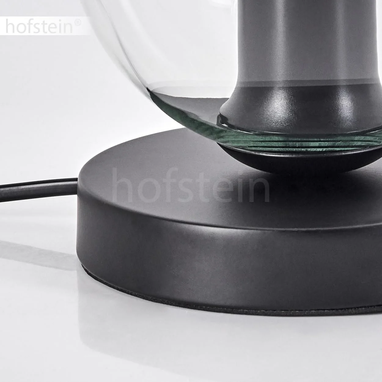 Настільна лампа HOFSTEIN Koyoto Metal/Glass Modern 15 см E27 Black/Clear, фото №7