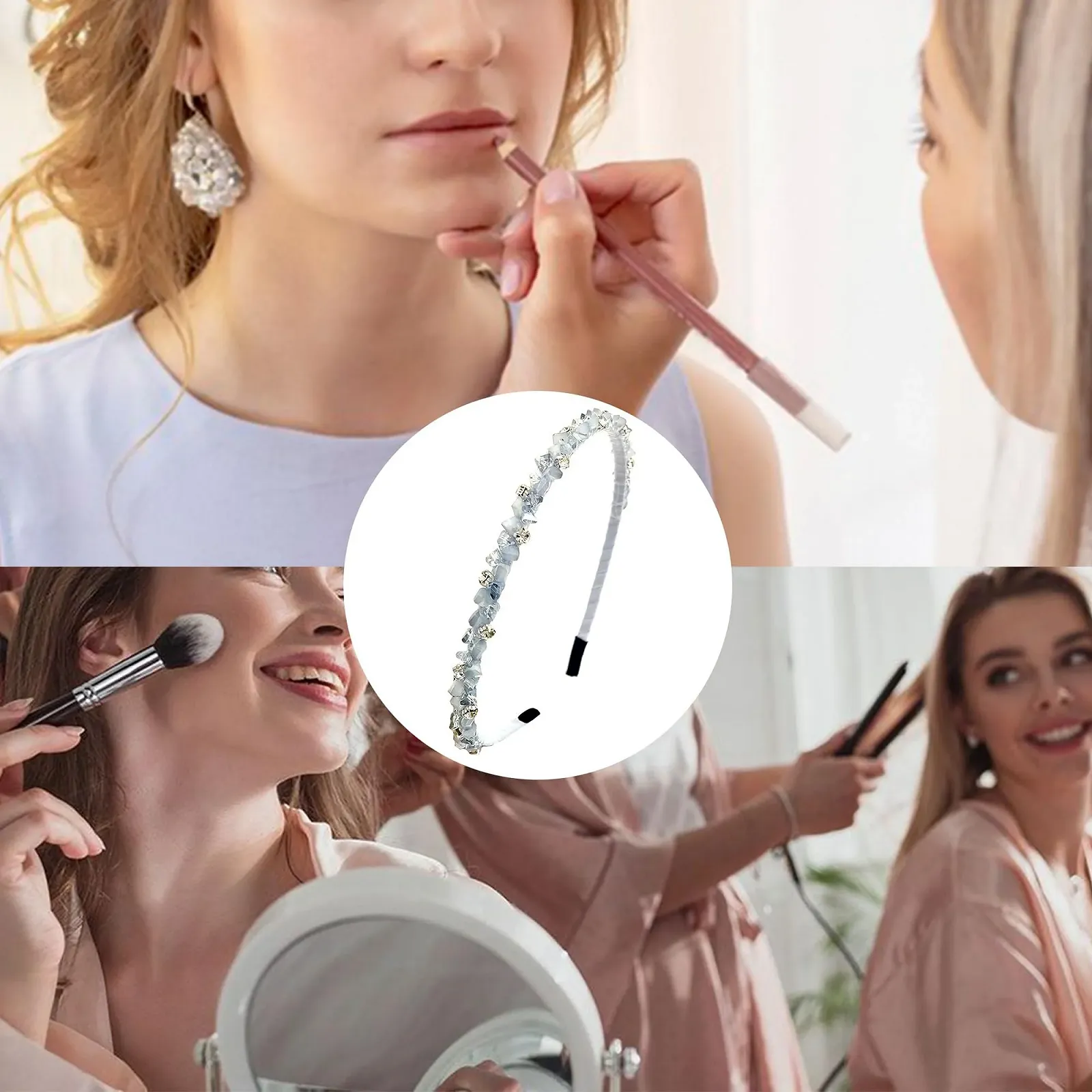 Обруч для волосся Блискучий Кристал Синій, фото №6