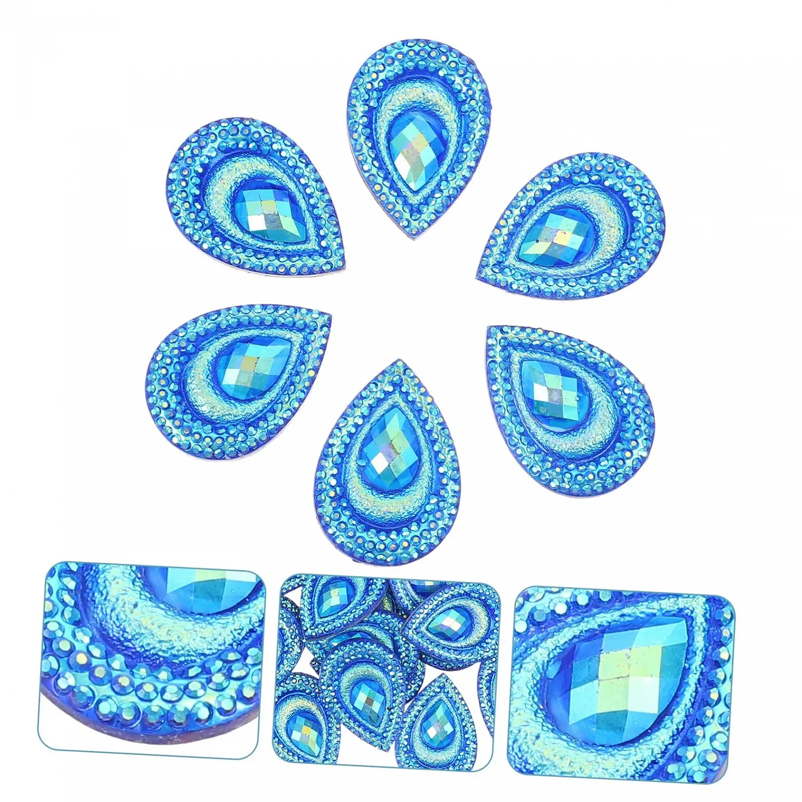 Стрази Краплі води Форма павиного хвоста 2 шт. Смола, фото №8