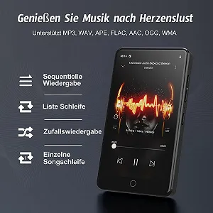 MP3 плеєр 96GB з Bluetooth та WiFi, 4.02 Дюймовий IPS HD MP4 плеєр з Android 13 OS, з динаміками, Android MP4 MP3 плеєр з Deezer, Spotify та Play Store synthetic.ua - Фото 1