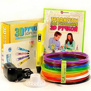3D-ручка с набором Эко пластика PLA 149 м и трафаретами SMT46241392545 3D-ручка с набором Эко пластика PLA 149 м и трафаретами SMT46241392545