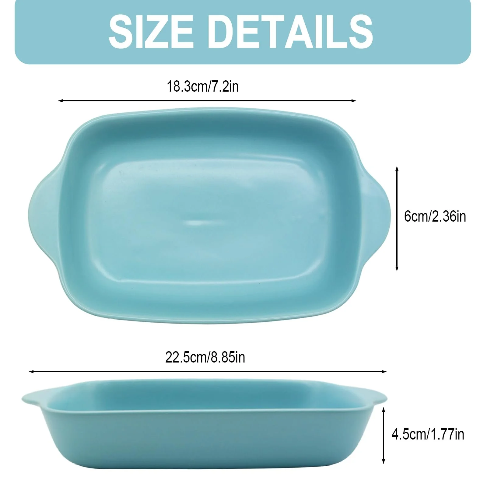 Набор керамических форм для лазаньи 2 шт. прямоугольные с ручками 23,5 x 13,5 см, фото №2