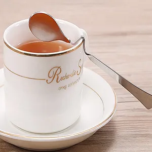 Ложка для меда из нержавеющей стали, набор из 10 ложек для джема, молока, кофе, для смешивания, ложка для подвешивания на чашку, ложка для латте макиато, ложка для лонгдринка с изгибом для дома, офиса, кафе, путешествий synthetic.ua - Фото 1