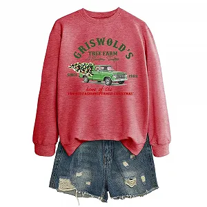 Женский свитшот MLZHAN Griswold's Tree Farm Since 1989, рождественский, с длинными рукавами, праздничный принт для семьи, осенние топы synthetic.ua - Фото 1