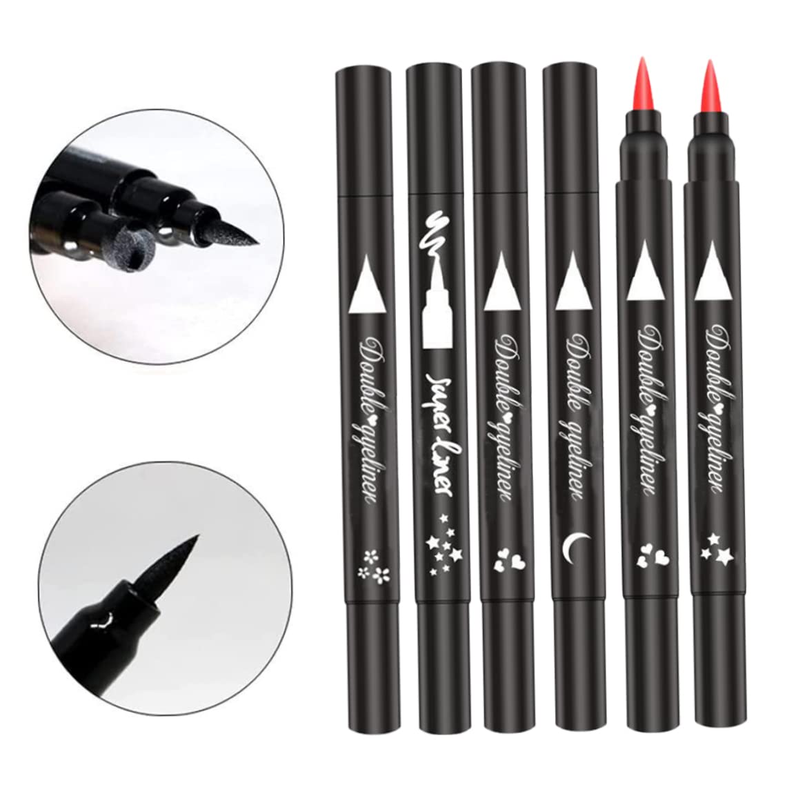 Подводка Stamp 2 в 1 Double Head Fabric Waterproof Liquid Eyeliner Pen Makeup Tool Black Heart, фото №2
