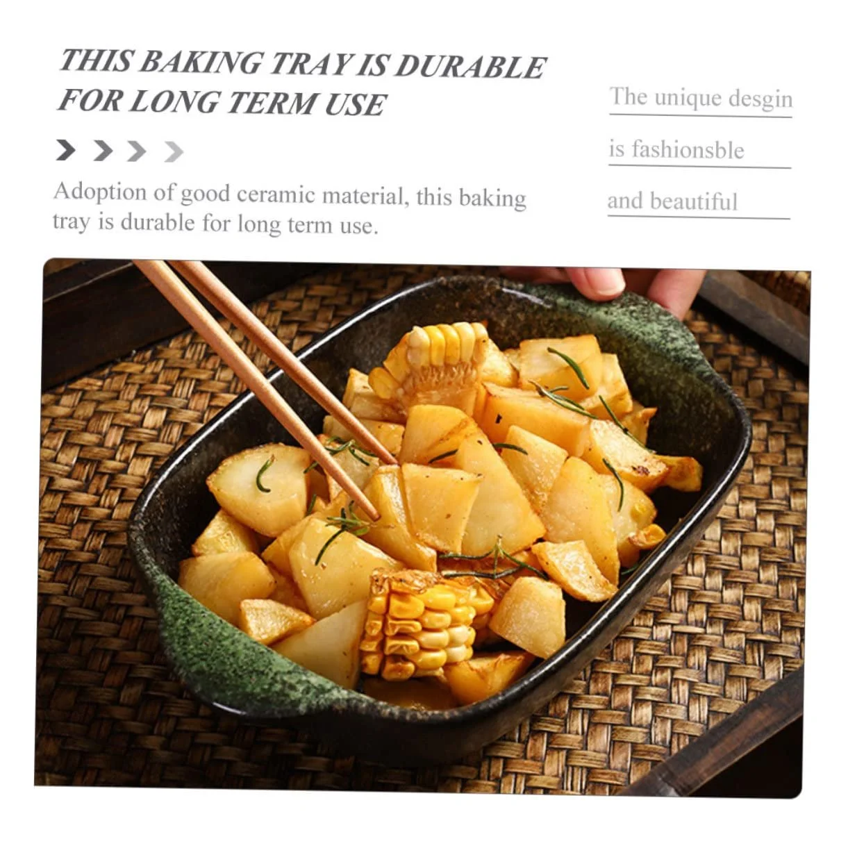 Противень для запекания Керамический с Ручками Белый, фото №4