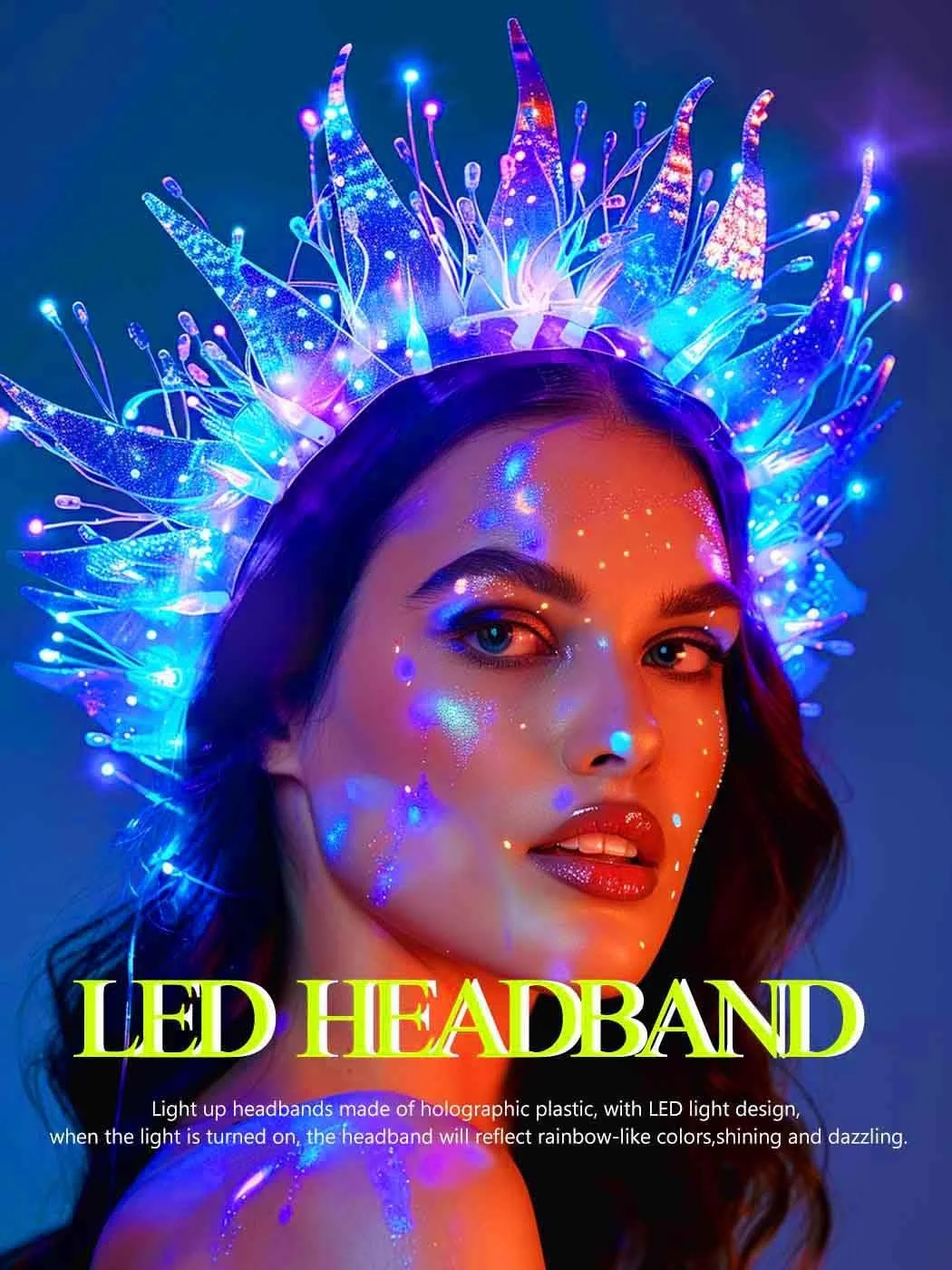 Світлодіодний обруч-корона для волосся, фото №4