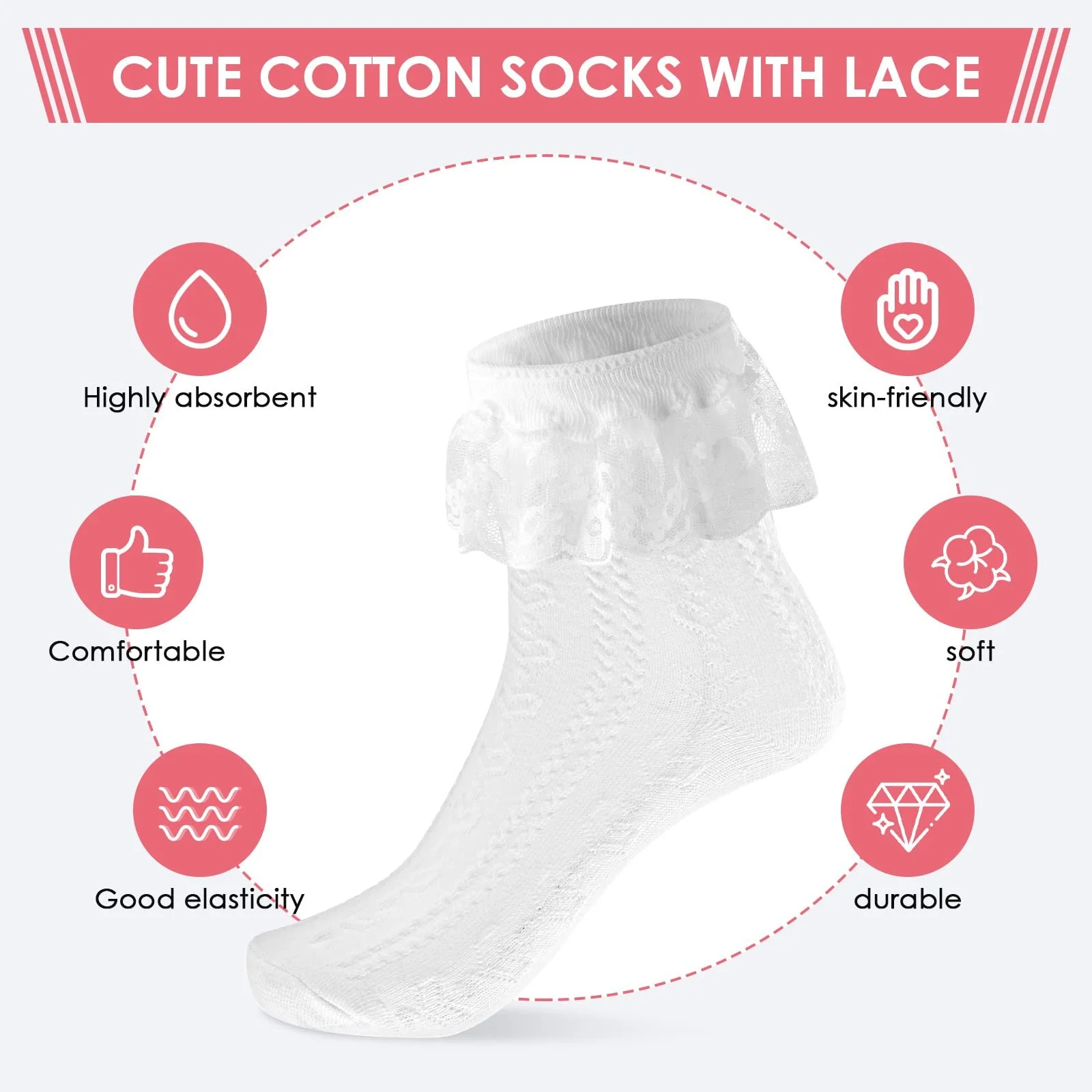 Шкарпетки Sibba Ruffle Liner мереживні, до щиколотки, 1 пара, фото №7