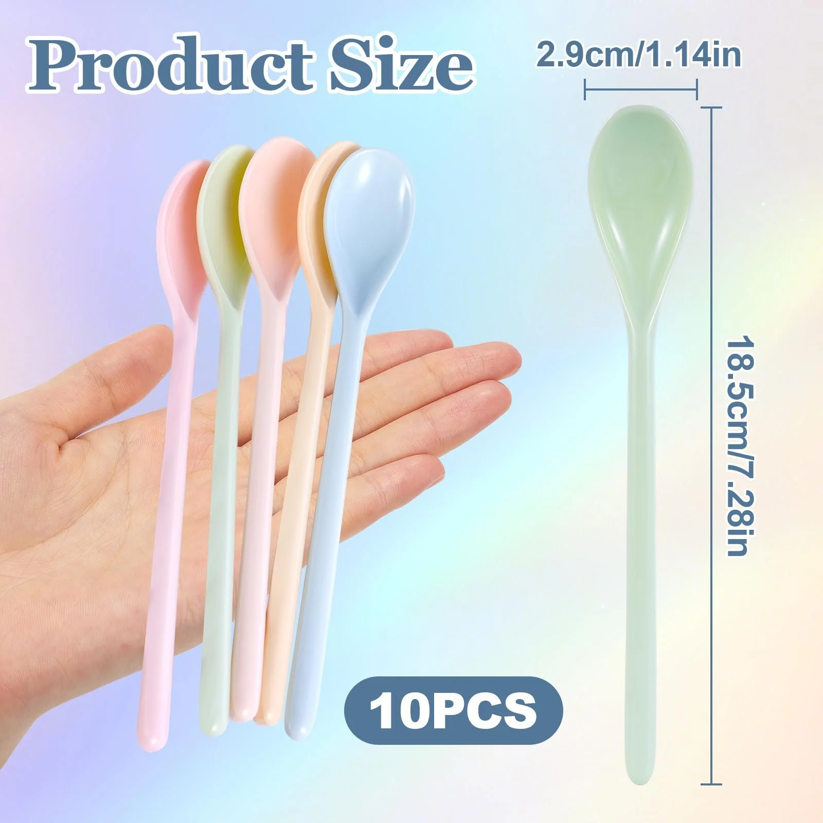 Ложка Пластикова 18.5 см Різнокольорова, набір 10 шт., фото №2