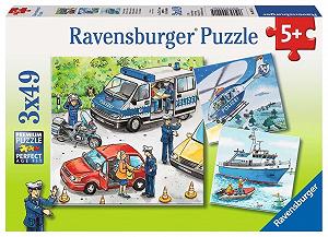 Пазл Ravensburger 09221 Полиция в действии 3 x 49 деталей - Фото 1