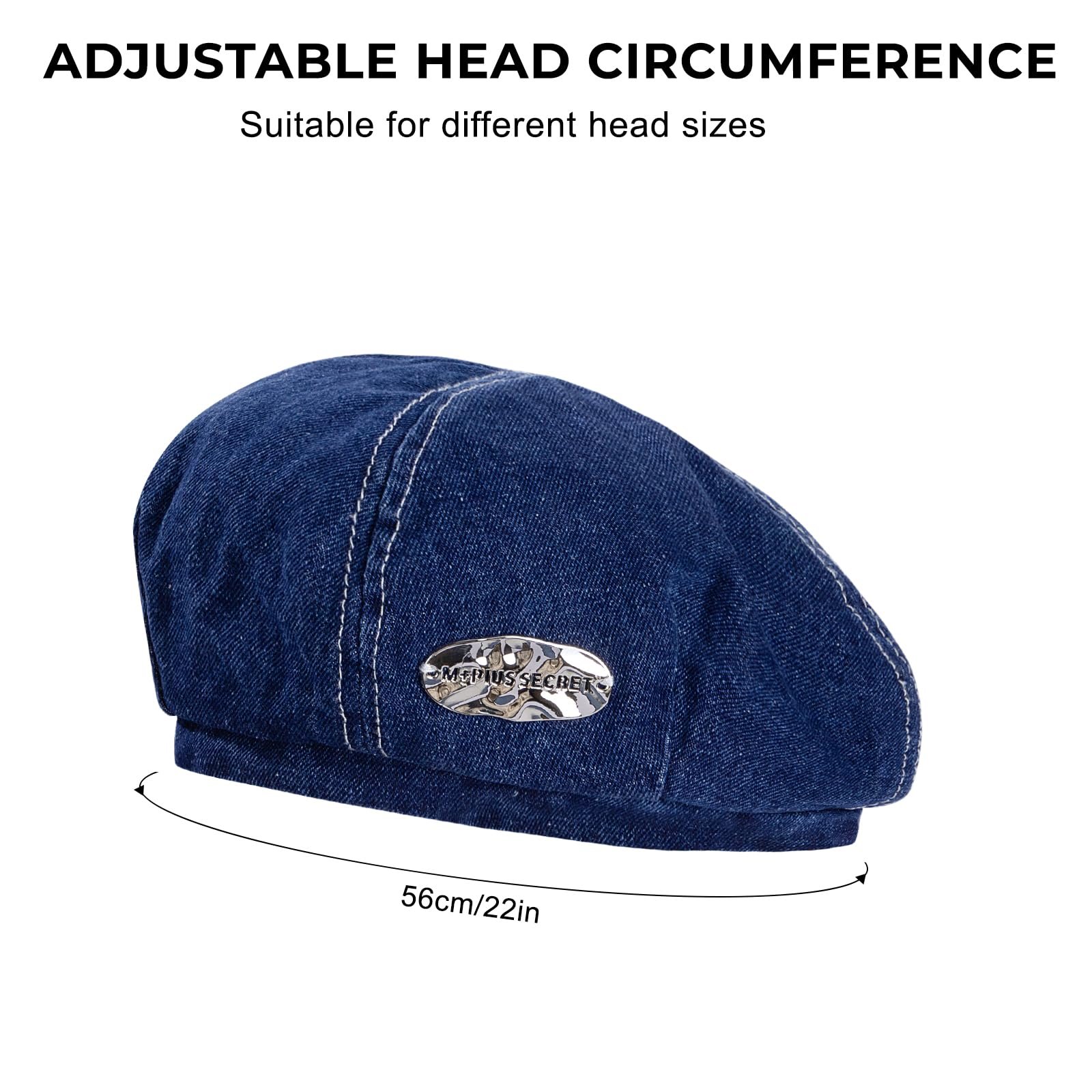 Берет ZLLkeji в корейском стиле, женский, джинсовый, темно-синий, фото №4