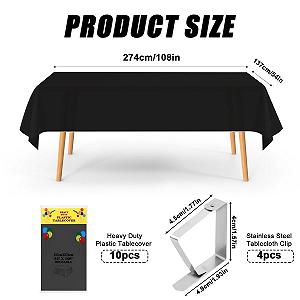 Скатертина Прямокутна Одноразова Пластикова 137 x 274 см з затискачами 10 шт. Black synthetic.ua - Фото 1