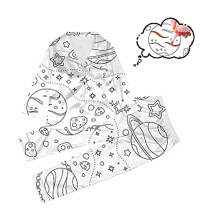 Піжама для розфарбовування дитяча DIY білий мультяшний принт synthetic.ua - Фото 1