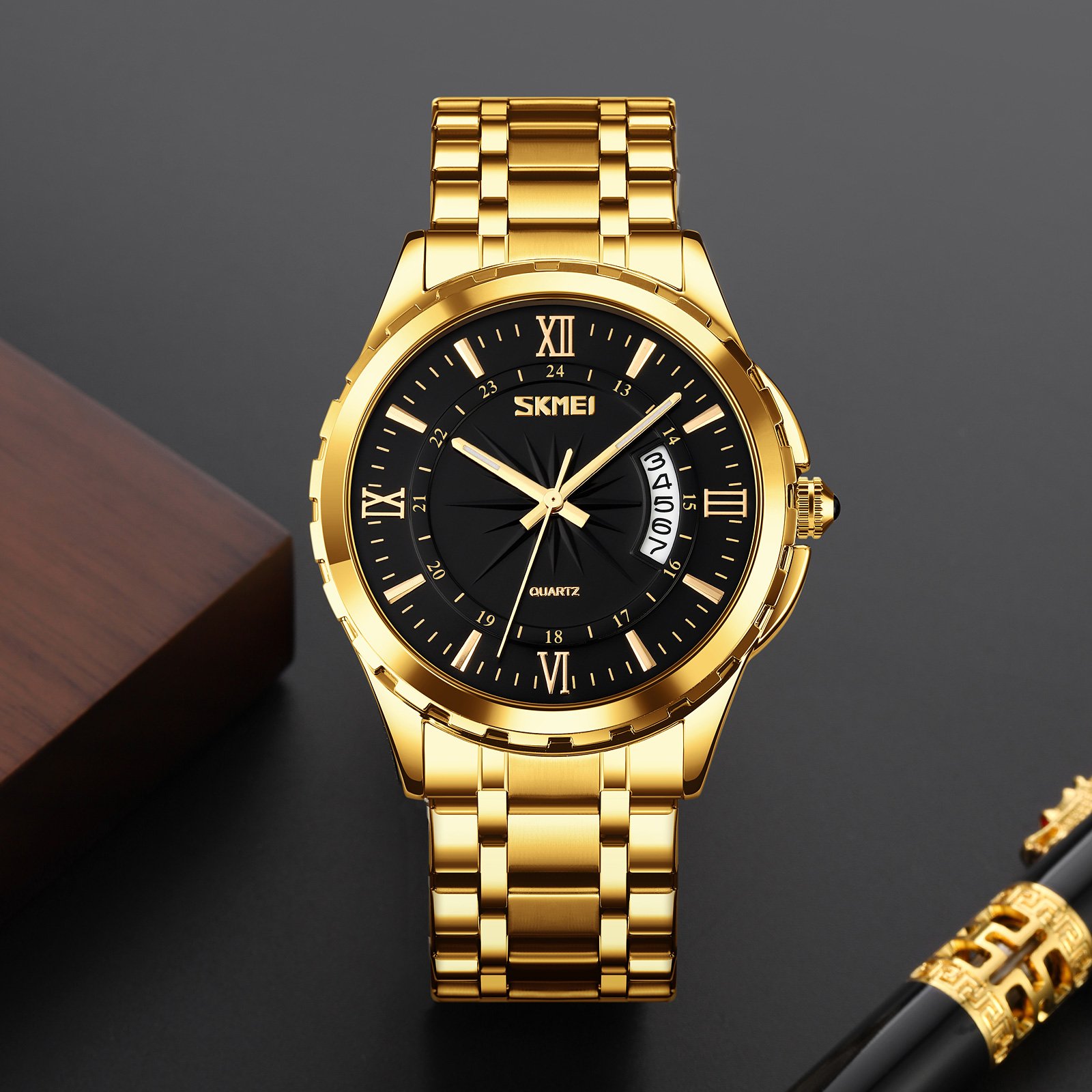 Годинник Skmei 9069GDBK Gold-Black, фото №3