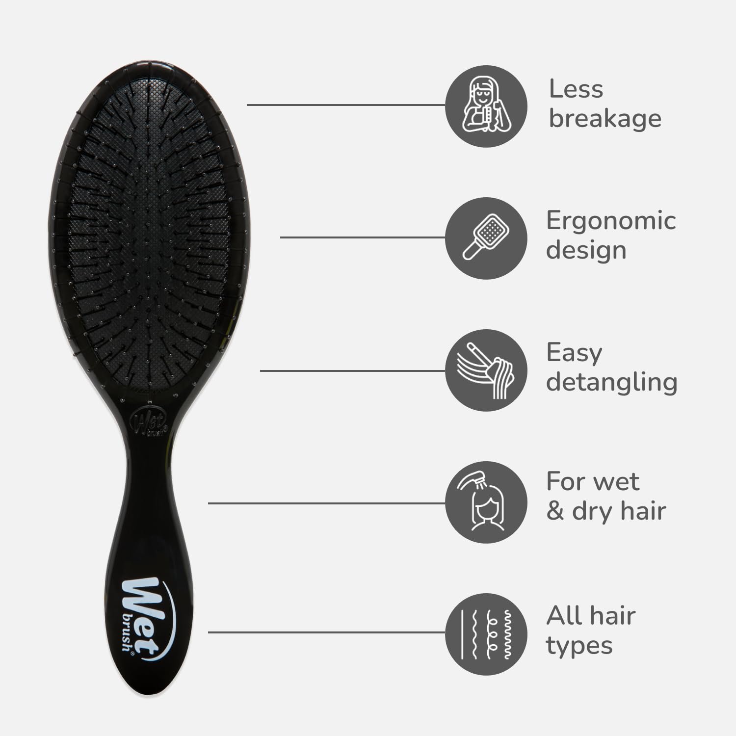 Щітка для волосся Wet Brush Classic, чорна, фото №3