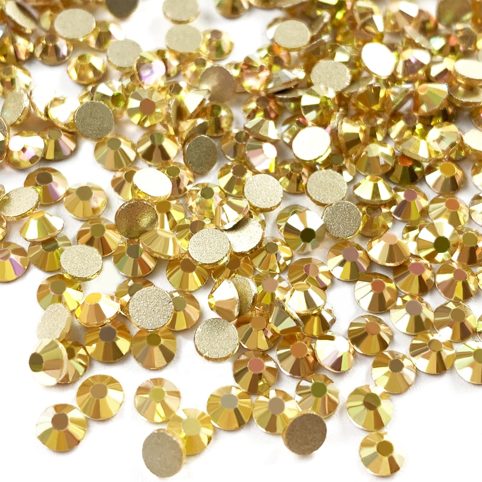 Стрази Плоскі Великі Скляні 14400 шт., AB, SS3-SS20, Без Термофіксації, Самоцвіти для DIY, Мистецтва, Декорування Колір: Металевий Сонячний, Розмір: SS8 1440 шт., фото №1