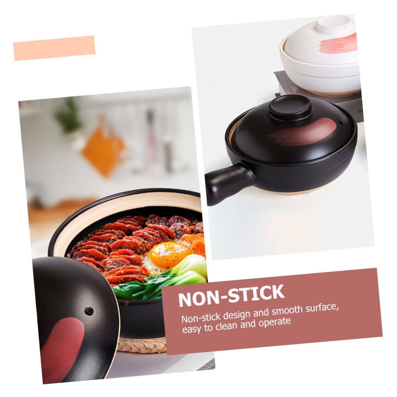 Кастрюля с крышкой глиняная с ручкой для плиты, фото №6