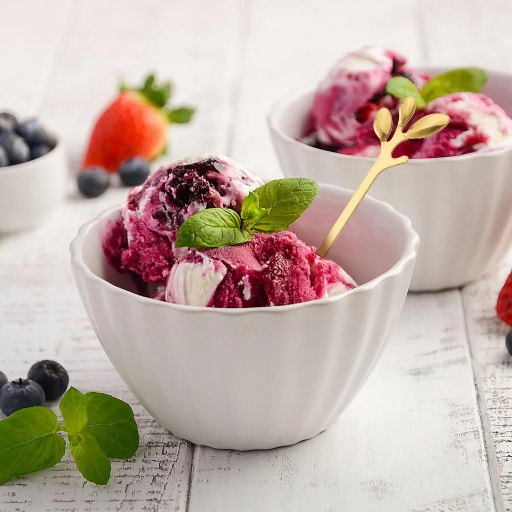 Ложка Десертная из нержавеющей стали Золотая в форме листка 12 cm, набор 12 штук, фото №4