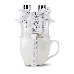 Подарунковий набір Snowflake - 4 штуки - Гель для душу та лосьйон для тіла (по 100 мл) + Мило Snowflake (50 г) + Велика чашка (450 мл) synthetic.ua - Фото 1