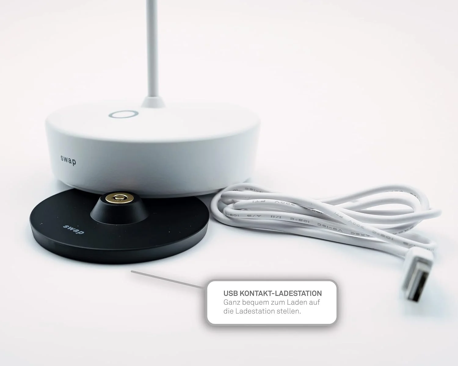 Настільна лампа Zafferano Swap Mini Бездротова LED Акумуляторна Регульована Touch IP65 2700K Алюміній В14,8 Біла, фото №5